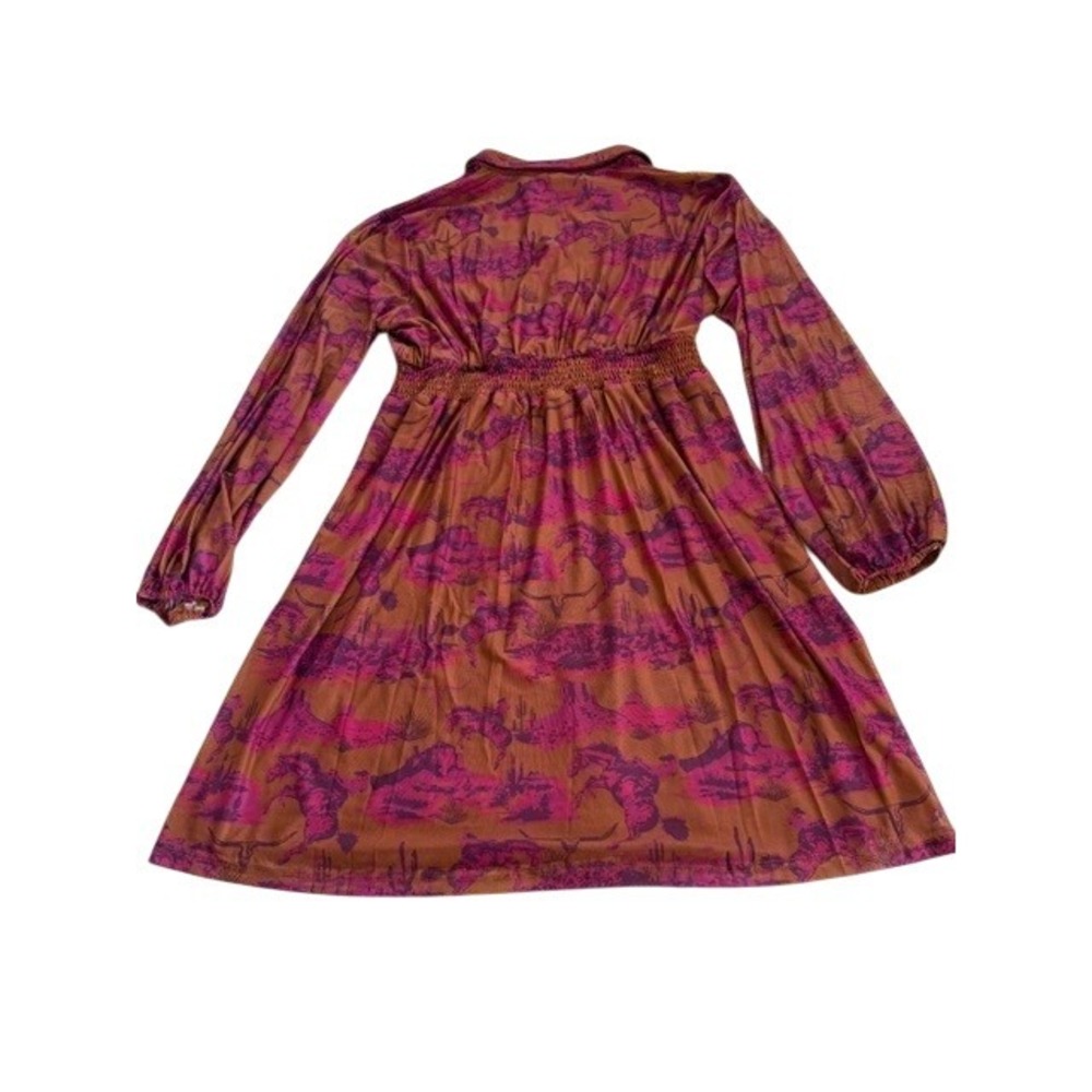 2 Fly Co. The Cimmaron Dress Button Smocked Waist Midi Dress XL New - Picture 4 of 8